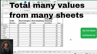 Total many values from many sheets with VBA in Excel