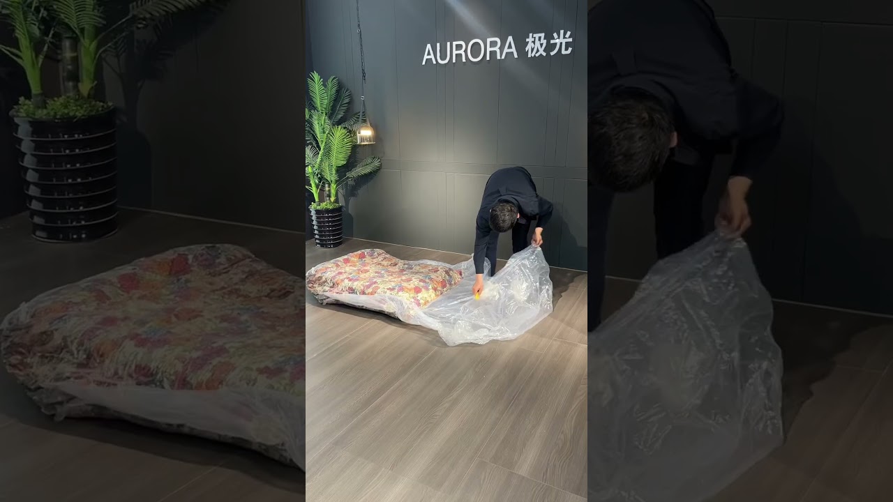 Compressed sofa unboxing