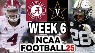 Alabama at Vanderbilt  Week 6 Simulation (2024 Rosters for NCAA 14)