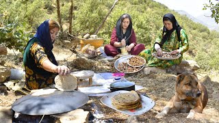 Nomadic lifestyle Cooking the Most Delicious Bread with Walnuts and Greens on Sadj Qutab 