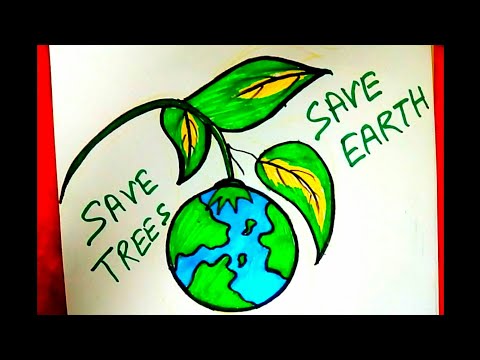 How to Draw Save Trees / Save Water / Save Nature Poster Drawing - YouTube