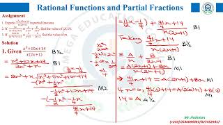 RATIONAL FUNCTIONS AND PARTIAL FRACTIONS: Solution to Lesson 5 assignment