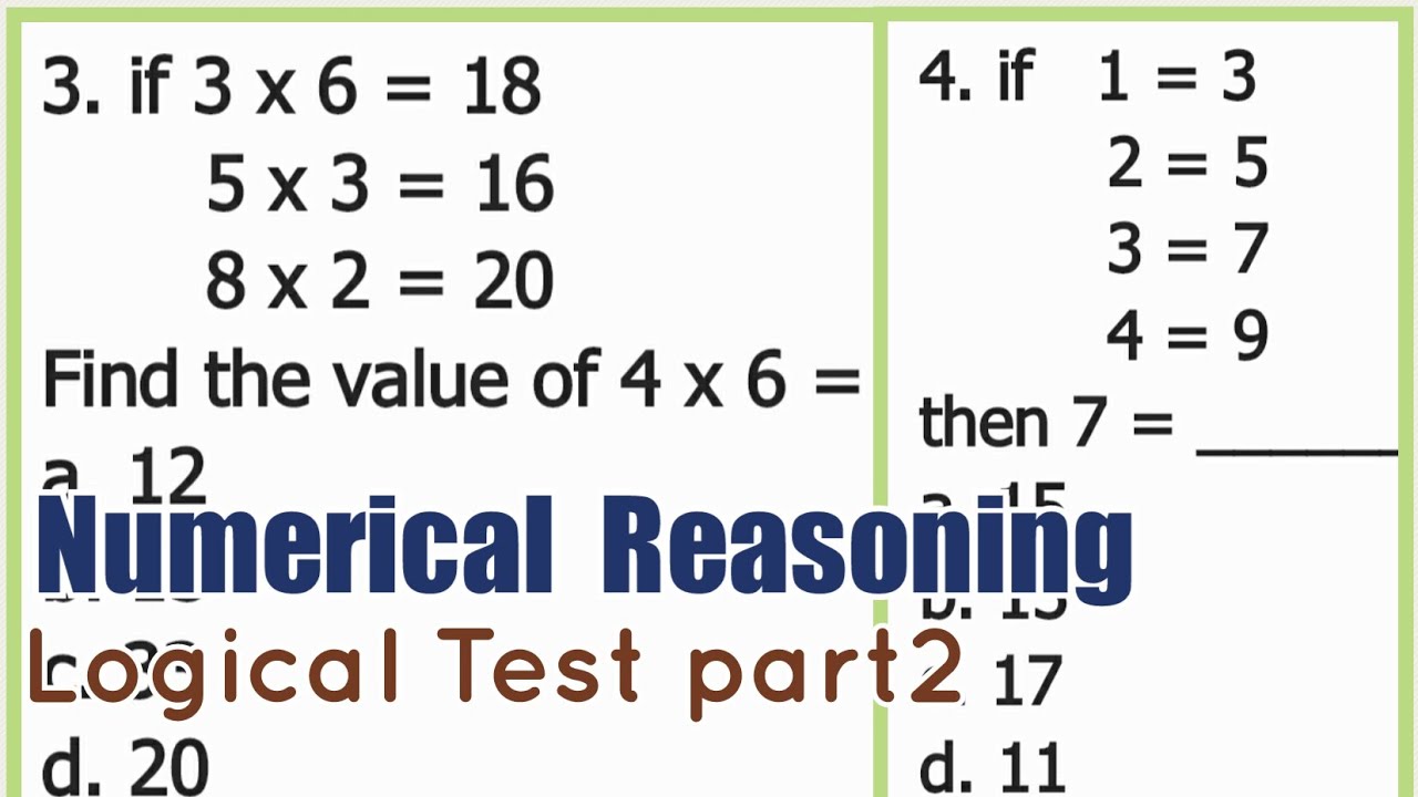 Part2 Logical Test Numerical Reasoning YouTube