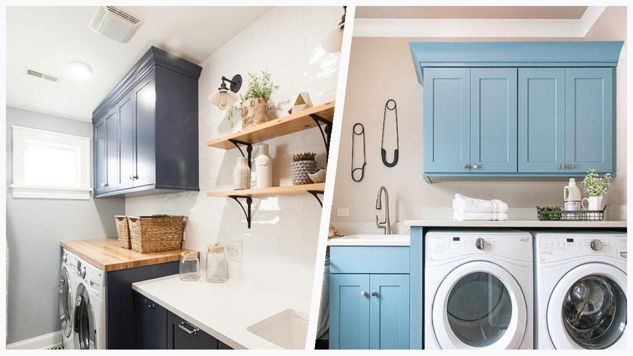 75 Laundry Room With Blue Cabinets And A Side-by-side Washer/dryer Design Ideas You'll Love ♡