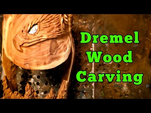 Dremel Wood carving Tree's &  eagle head- Nagative space wall lamp.