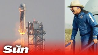 Amazon billionaire Jeff Bezos lands safely after historic space launch