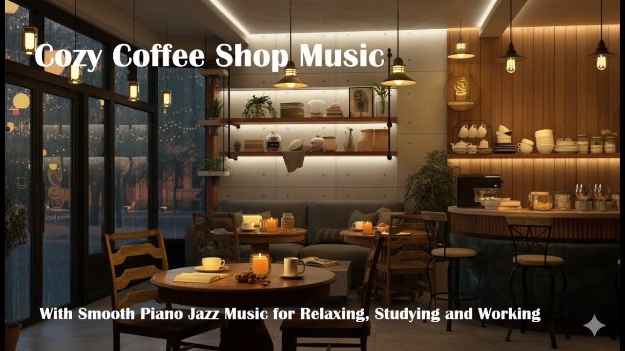 4K Cozy Coffee Shop with Smooth Piano Jazz Music for Relaxing, Studying ...
