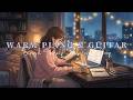 Study Stress Relief with Warm Piano & Guitar Outside Raining Fall | Library Piano & Guitar Sounds