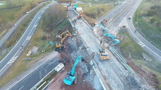 6.-7.dubna 2024 - demolice mostu přes dálnicí D6 u Lokte nad Ohří - Demolice/Demolition/Abbruch