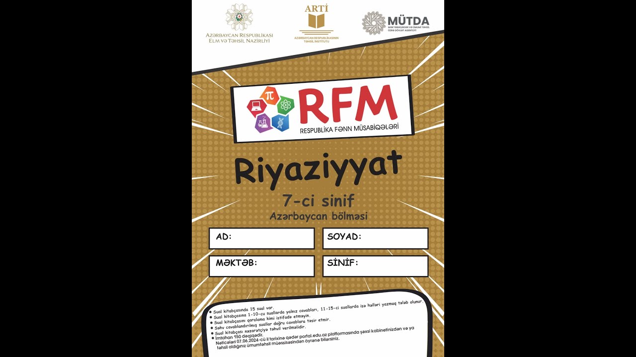 RFM 7-ci sinif riyaziyyat test izahları ( 02.03.2025 )