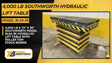 4,000 LB X 72" X 36" SOUTHWORTH MODEL #LS4-36 HYDRALUIC LIFT TABLE WITH ROLLER TOP: STOCK #20905