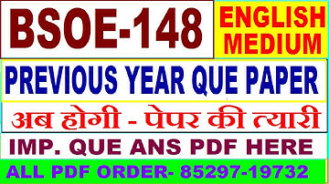bsoe 148 previous year question paper in English / bsoe 148 important questions ans / bsoe 148 study