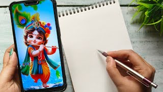 little Krishna drawing outline tutorial // little Krishna easy drawing