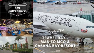 August 23 - Travel Day: MAN - MCO, San Carlo, Premium Economy, Cabana Bay Volcano Bay View Room Tour