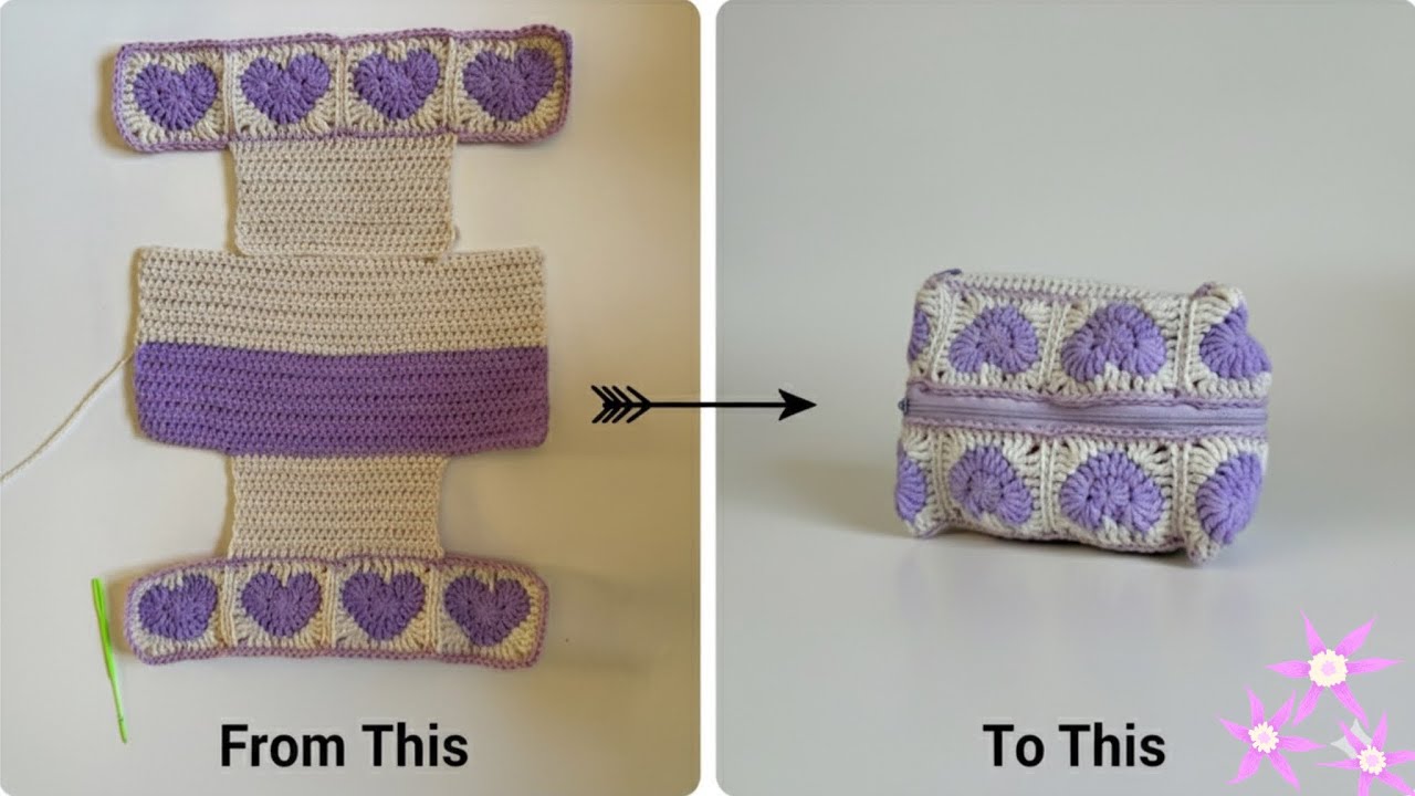 Crochet Makeup Bag Tutorial | Easy Crochet Cosmetic Pouch for Beginners | Elegant Handmade Bag