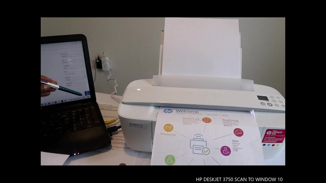 HP DESKJET 3750 HOW TO SCAN TO WINDOW 10 - YouTube