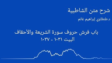 شرح الشاطبية || د.طنطاوي إبراهيم غانم || سورة الشريعة والأحقاف