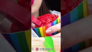 ASMR RAINBOW DESSERT *EDIBLE SPOONS, ICE CREAM 먹는 숟가락 먹방, 아이스크림 EATING SOUND #shorts