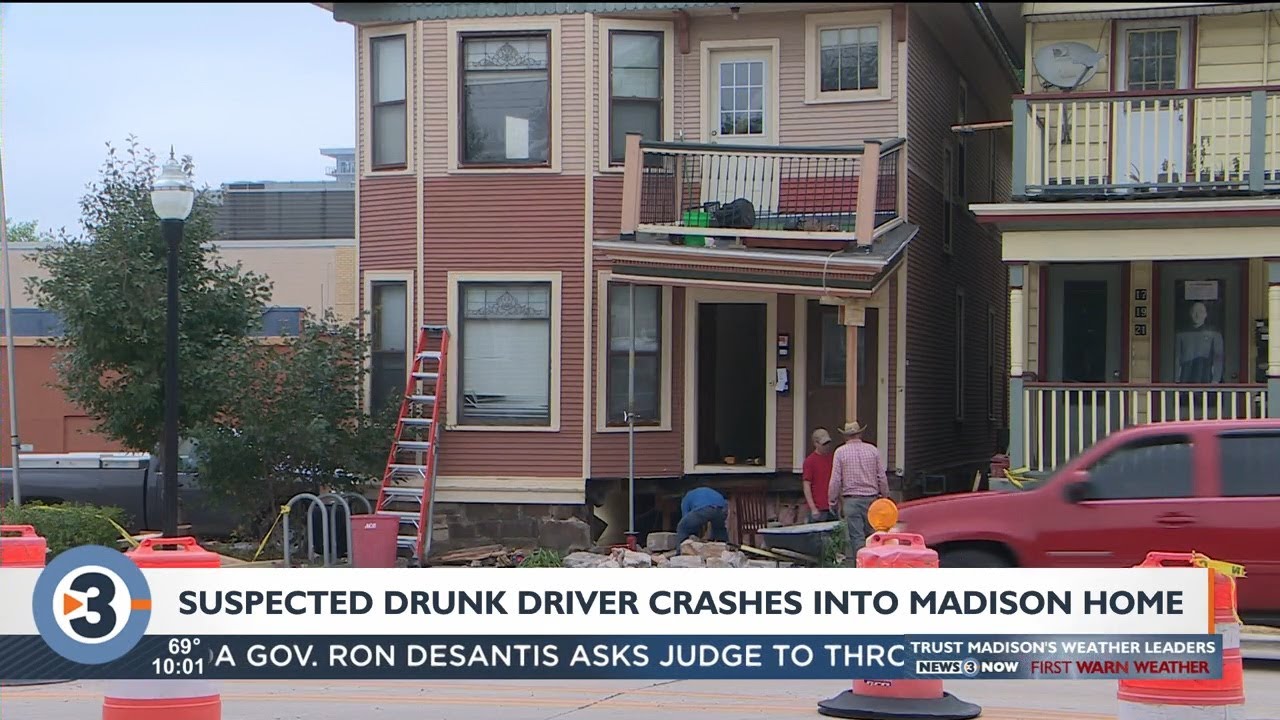 Suspected drunk driver crashes into downtown Madison home - YouTube
