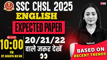 SSC CHSL 2025 EXPECTED QUESTIONS | SSC CHSL ENGLISH IMPORTANT QUESTIONS 2025 | BY ANANYA MA
