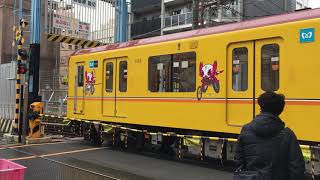 東京メトロ銀座線　地下鉄の踏切　上野検車区