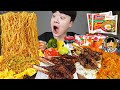 ASMR MUKBANG 미고랭 & 통스팸 & 스테이크 MI GORENG & STEAK & CHEESE SPAM EATING SOUND!