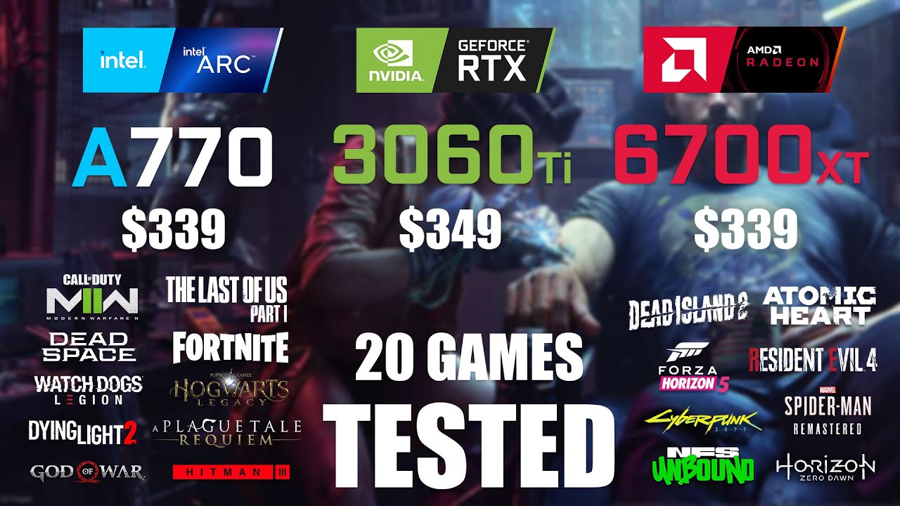 ARC A770 16GB vs RTX 3060Ti 8GB vs RX 6700XT 12GB | R9 - 7950X3D ...
