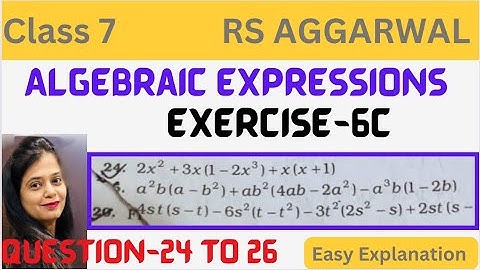 Rs Aggarwal class 7 Maths Chapter 6 Exercise 6C - Question 24 to 26 - Algebraic Expressions - CBSE