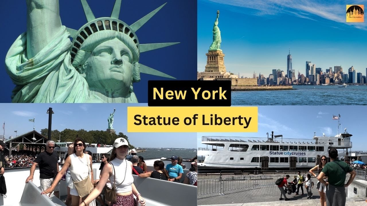 🇺🇸 NYC 4K Virtual Tour of The Statue of Liberty. A Summer Ferry Ride to ...