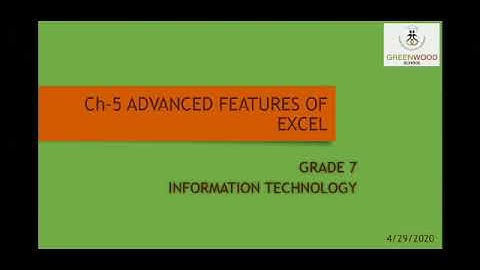 Garde 7 - Information Technology (Chapter 5 - Advanced Features of Excel)
