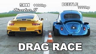 Porsche 911 Turbo S  x VW Beetle : DRAG RACE screenshot 2