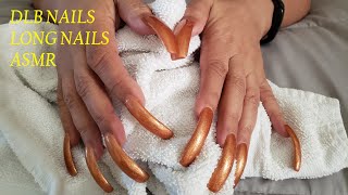 DLB NAILS - LONG NAILS - ASMR - Playing😉 with a Towel with Copper Nails with pics at End 💗💗💗