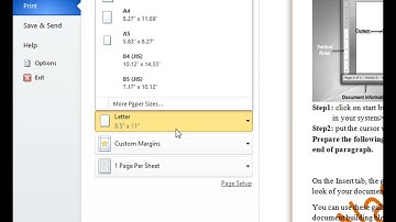 Print Preview | MS Word Document Heading | Printing Setting | Printer Selection | Orientation