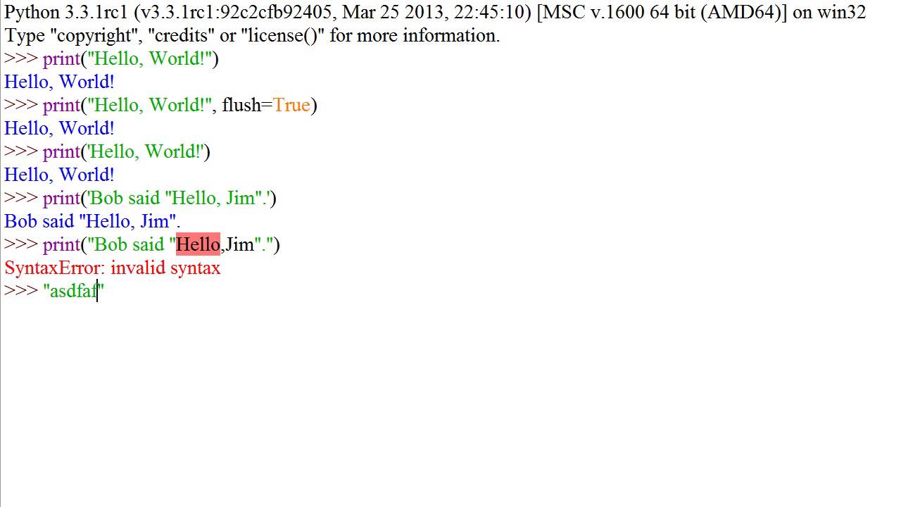 Python 3 Tutorial 3: to Print