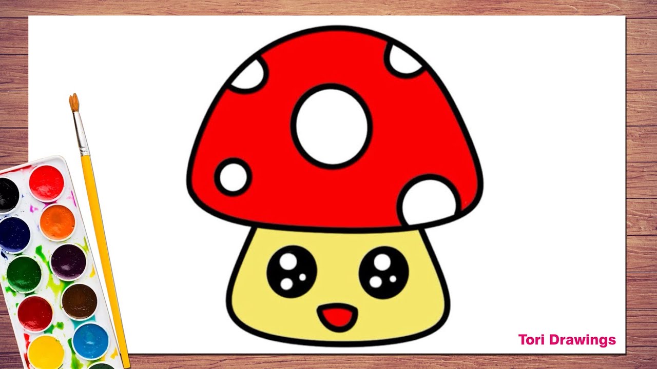 How to Draw Cartoon Mushroom | Step-by-Step Mushroom Drawing 🍄