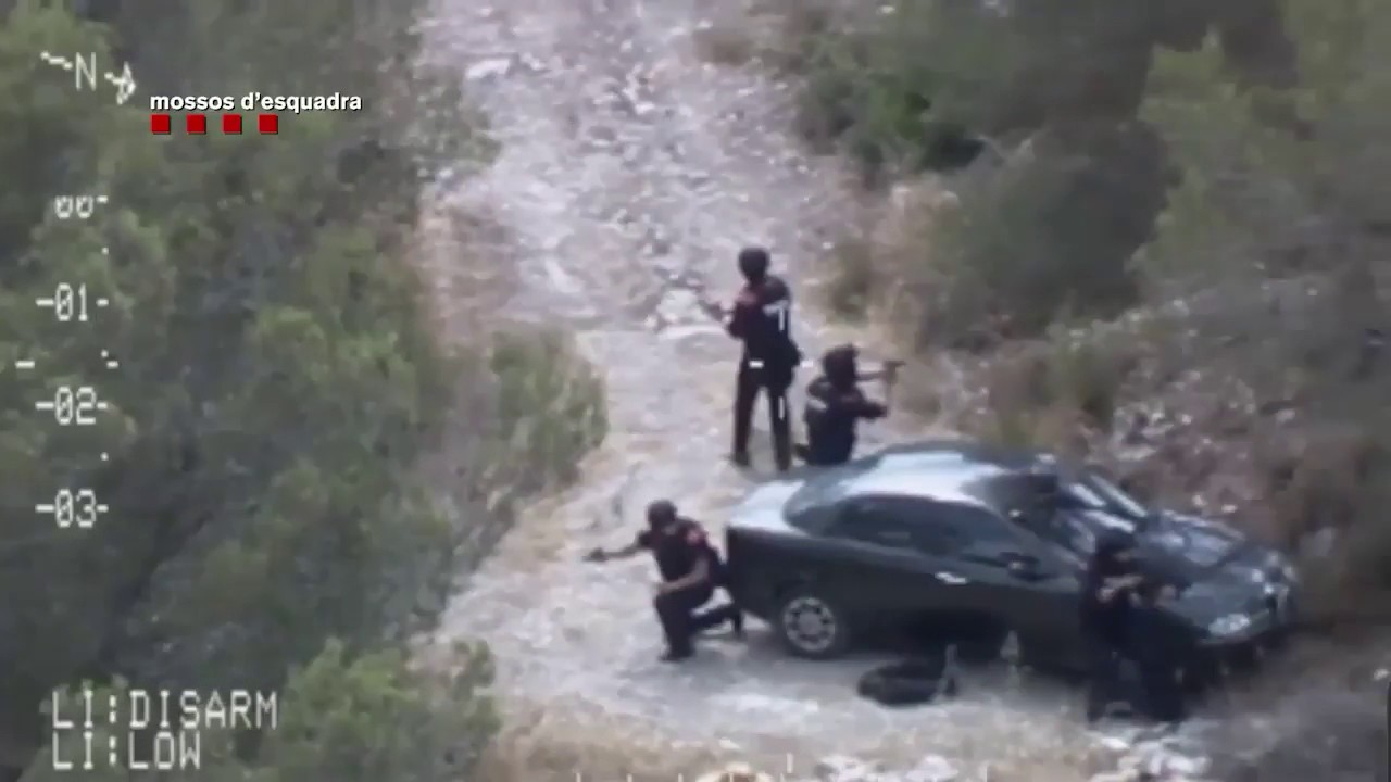 La detención del pistolero de Gavà, grabada por un helicóptero de los Mossos