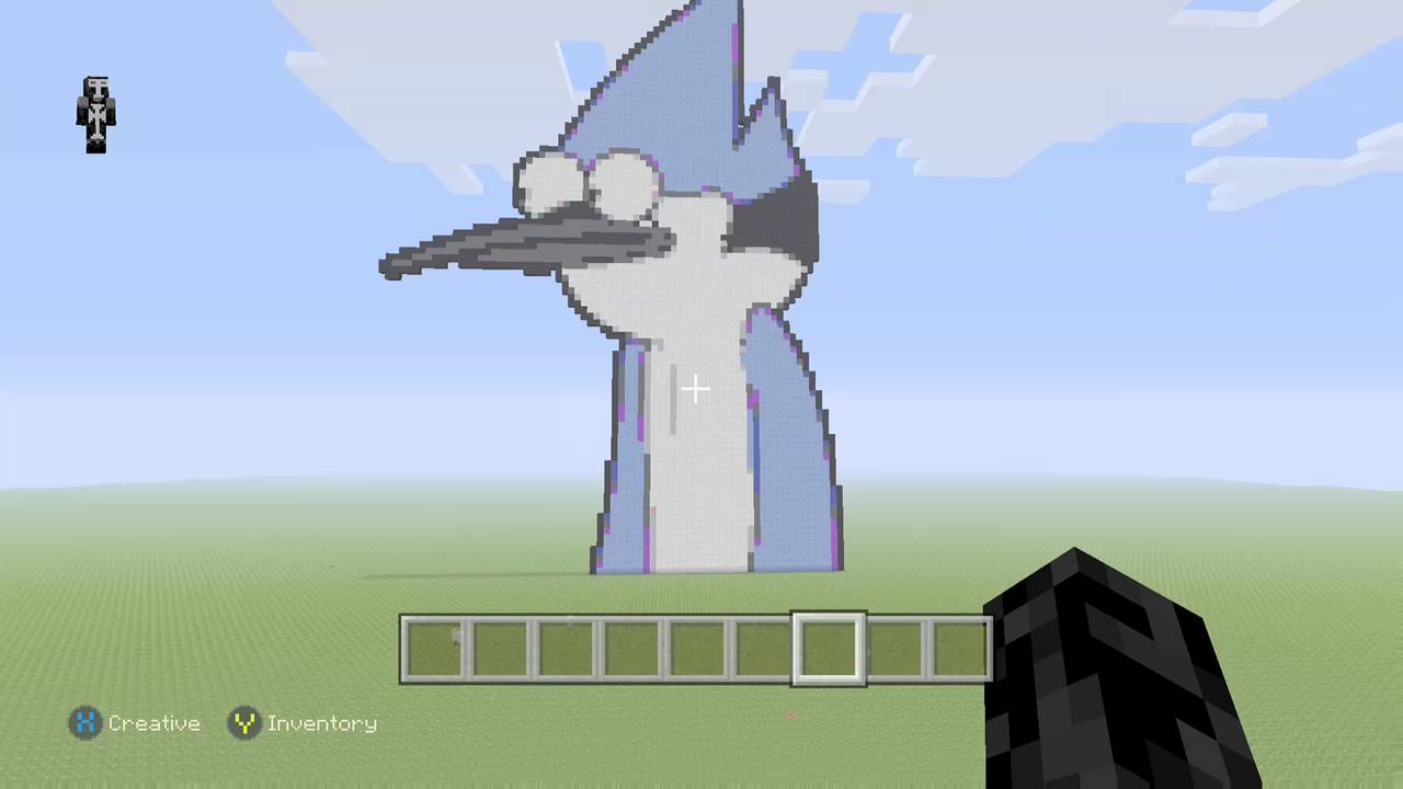 Minecraft PIXEL ART MORDECAI REGULAR SHOW - YouTube
