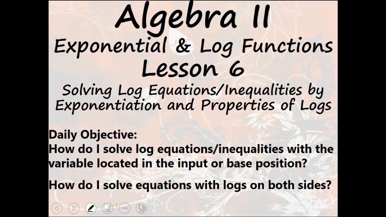 Solving Log Equations Using Exponentiation - YouTube