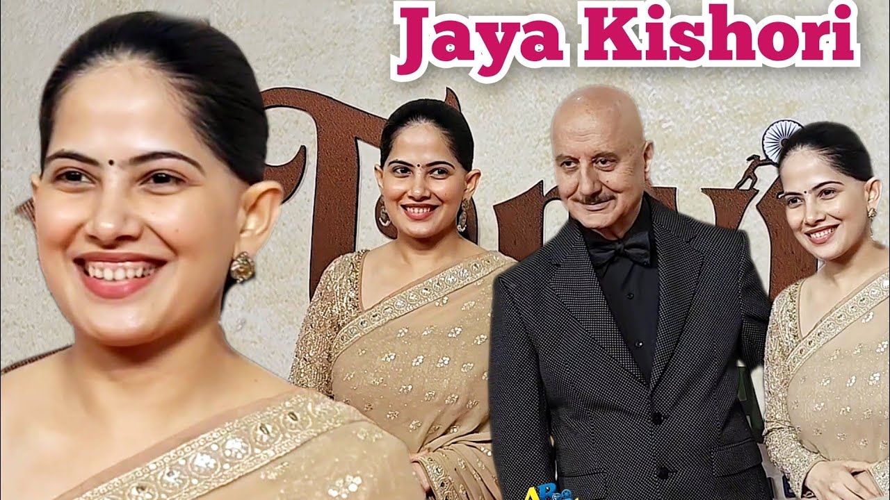 Motivational Speaker Jaya Kishori Gracefully Attends Anupam Kher’s Movie In A Traditional Saree Look
