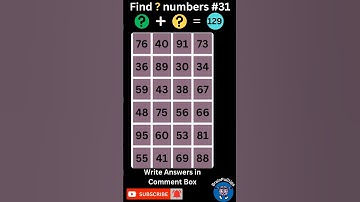 Find ? numbers - 31 | Only a genius could find all the numbers | Hard Level #addition