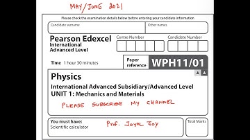 WPH11/01 Unit 1 May/June 2021  Qstn no 17 #ial #alevel #edexcel #physics #pearson