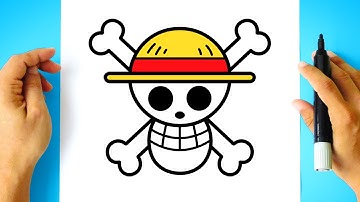 How to DRAW ONE PIECE Logo PIRATE FLAG - Monkey D Luffy