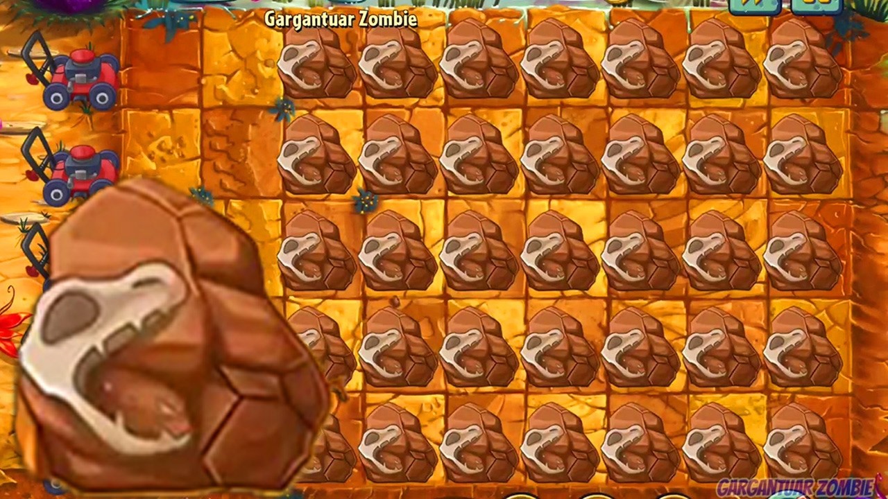 Pvz 2 Challenge - All Plants Level 1 Power UP vs 35 Rock Jurassic Item - Who Will Win?