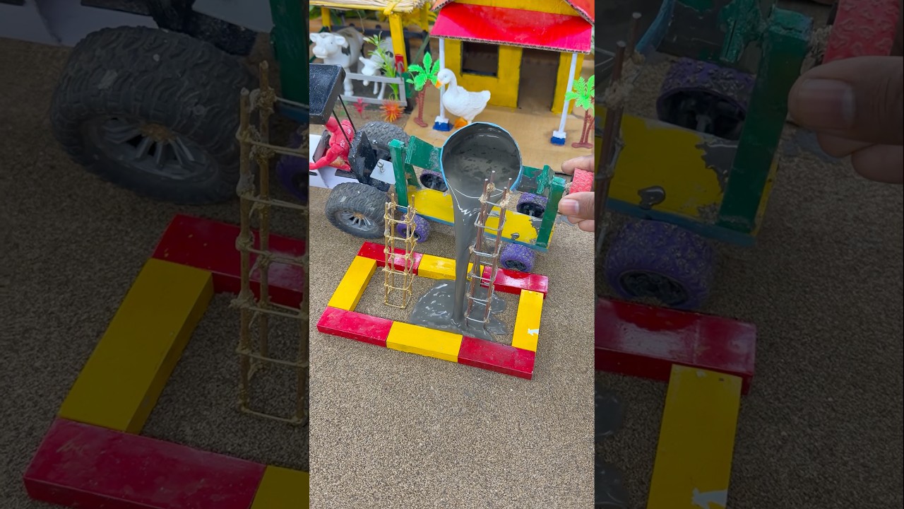 Satisfying Brick Pillar Cement Pouring | Mini Construction Project 😍🧱