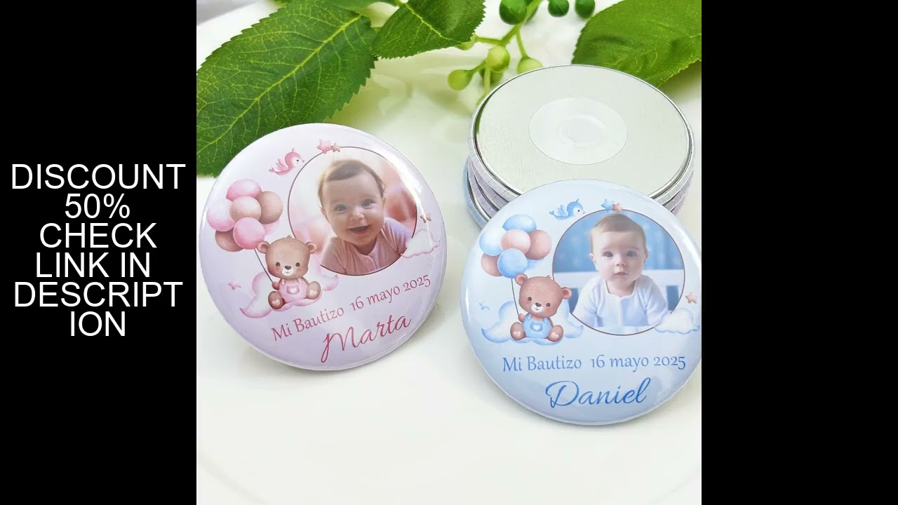 Custom Photo Fridge Magnet Girl Boy 1st Birthday Favor Bear and Balloon Personalized Magnets Baptism