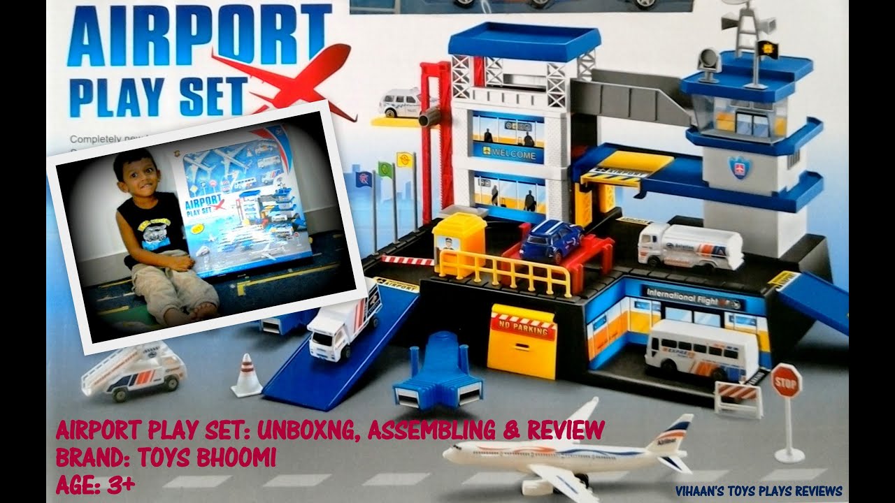 Airport Play Set Parking Lot Garage Unboxing, Assembling, Demo