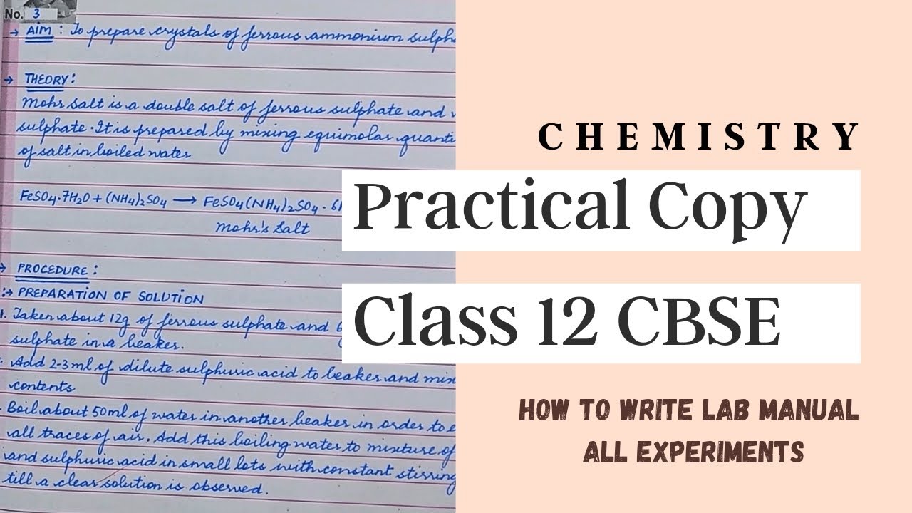 Practical Copy Class 12 Cbse Chemistry How To Write Lab Manual Class 12 Chemistry Bhatia 