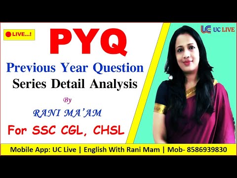 🔴 Live! PYQ | SSC CGL and CHSL Previous Year Question Detail Analysis By Rani Mam For SSC CGL & CHSL