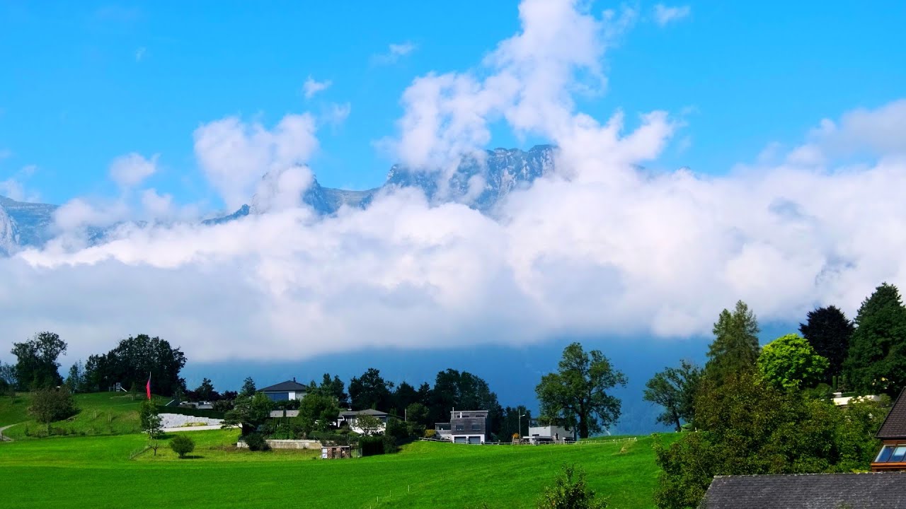 Liechtenstein Country Aerial View. Tourist Attractions: Vaduz Capital, Lichtenstein Castle