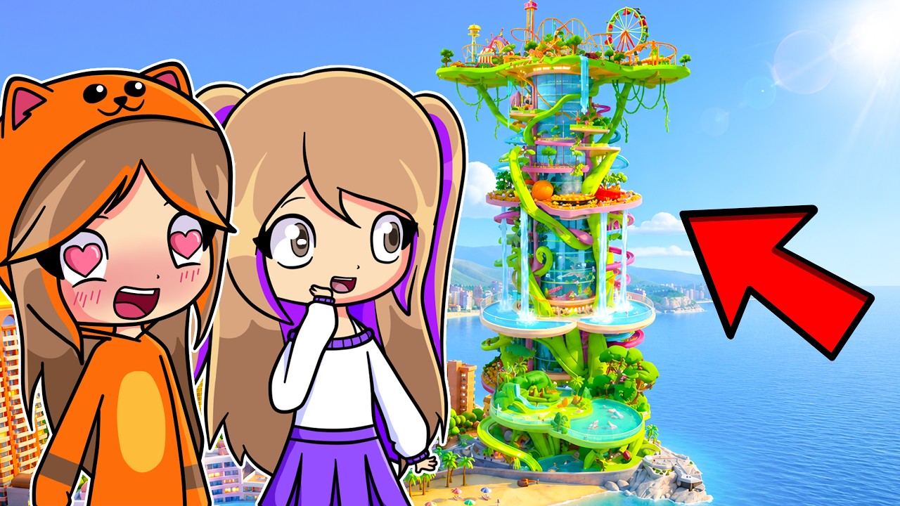 LYNA y MANDARINA construyen el MEJOR RASCACIELOS en Roblox Benidorm Fun Town Tycoon
